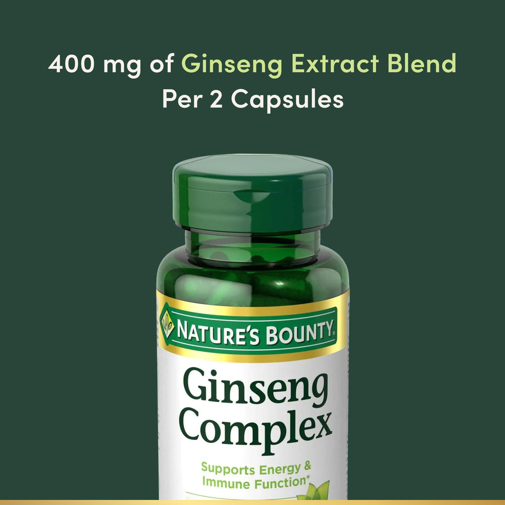Ingredients panel of Nature's Bounty Ginseng Complex with ginsenosides and Royal Jelly