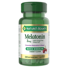 Nature's Bounty Melatonin 3mg quick-dissolve tablet supports a relaxed evening routine.