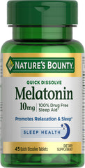 Nature's Bounty Melatonin bottle front promotes restful nights.