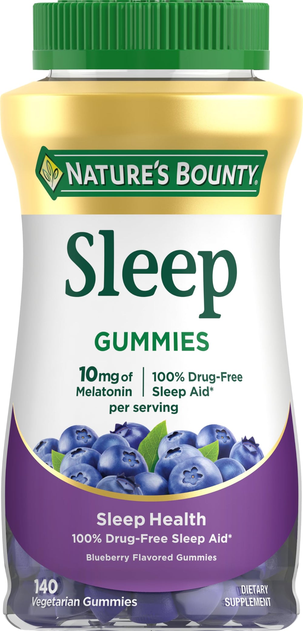 Nature's Bounty blueberry melatonin gummies bottle supports sleep