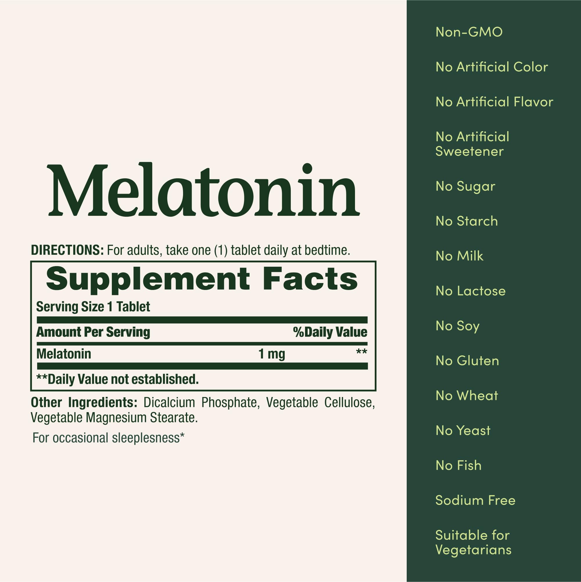 Nature's Bounty Melatonin packaging highlights a drug-free sleep option.