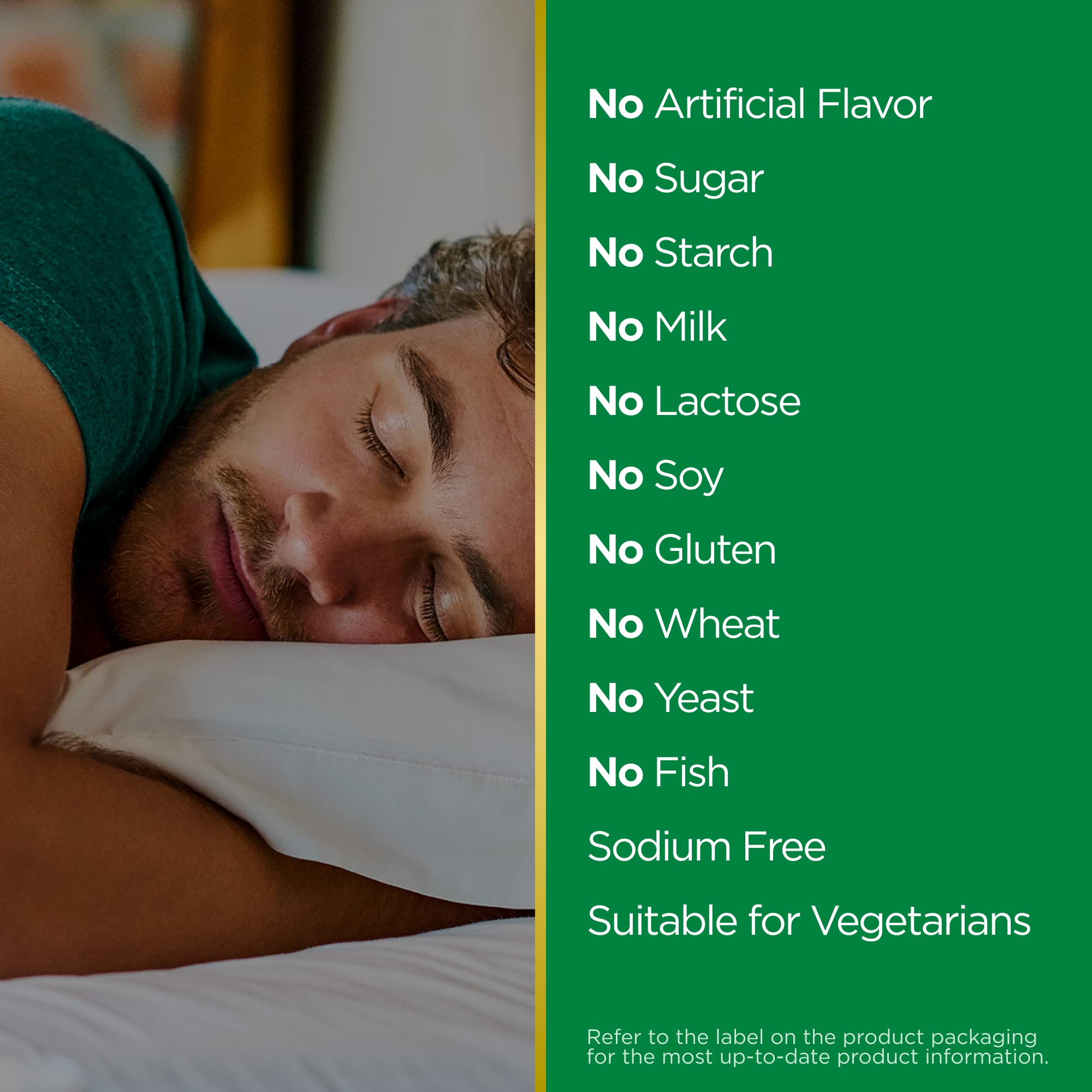 Nature's Bounty Melatonin Quick Dissolve label indicating vegetarian ingredients
