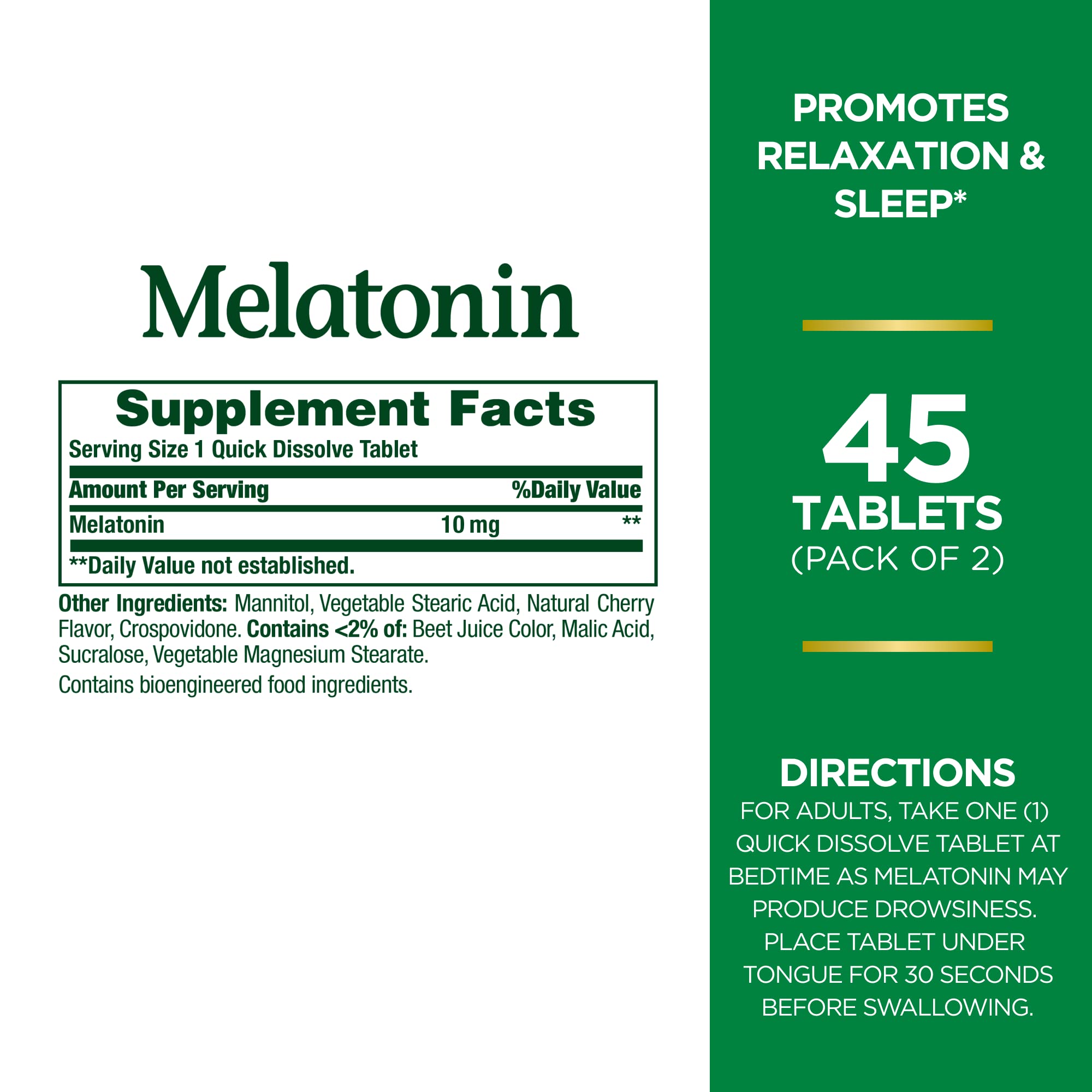 Nature's Bounty Melatonin Quick Dissolve pack of 2 for convenient nightly use