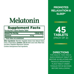 Nature's Bounty Melatonin Quick Dissolve pack of 2 for convenient nightly use