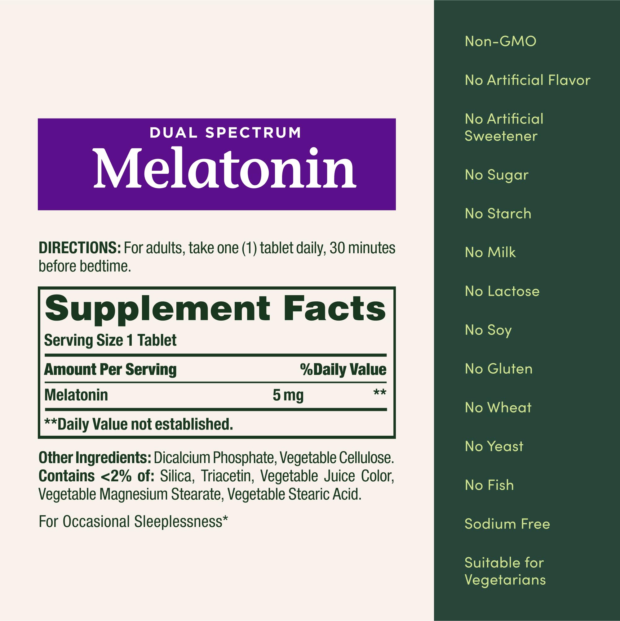 Close-up of Nature's Bounty Melatonin tablet showcasing bi-layer technology