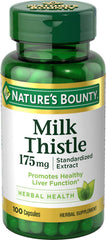 Nature's Bounty Milk Thistle softgel bottle for daily liver-support.