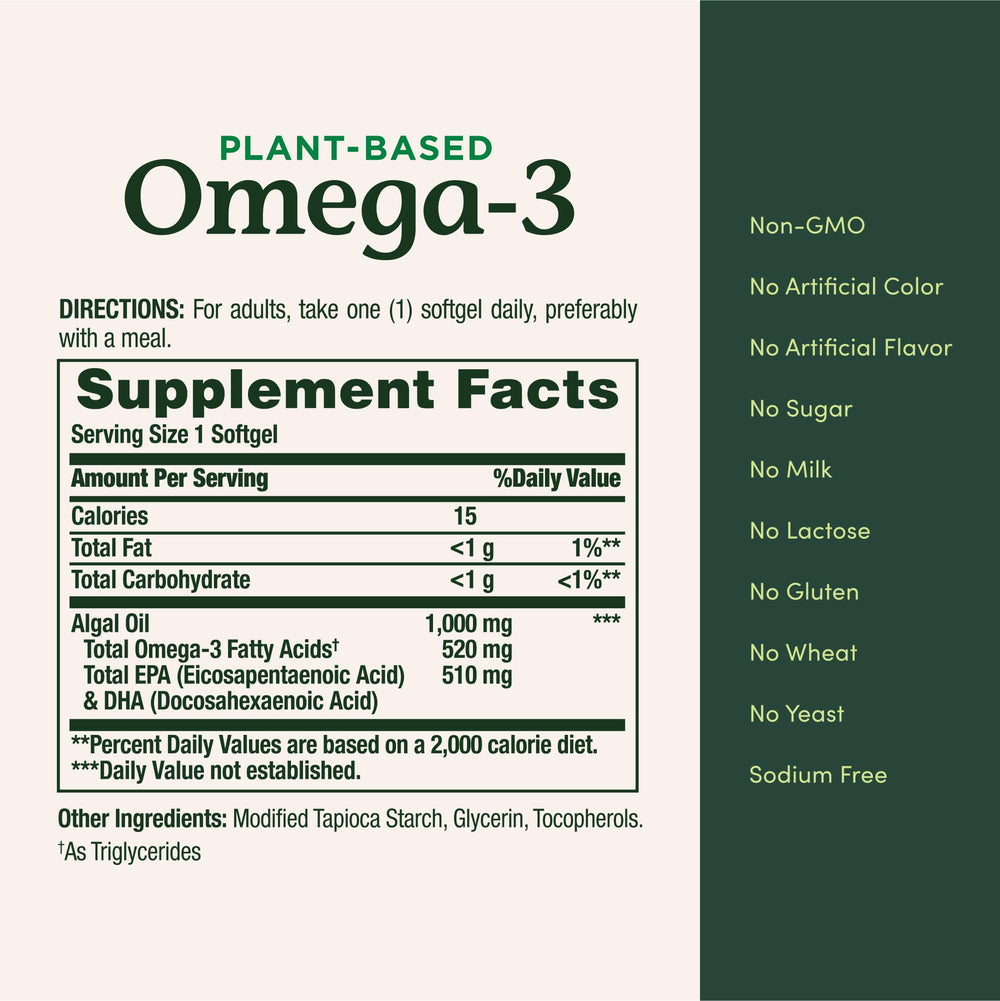 Nature's Bounty Omega-3 bottle with heart health icon