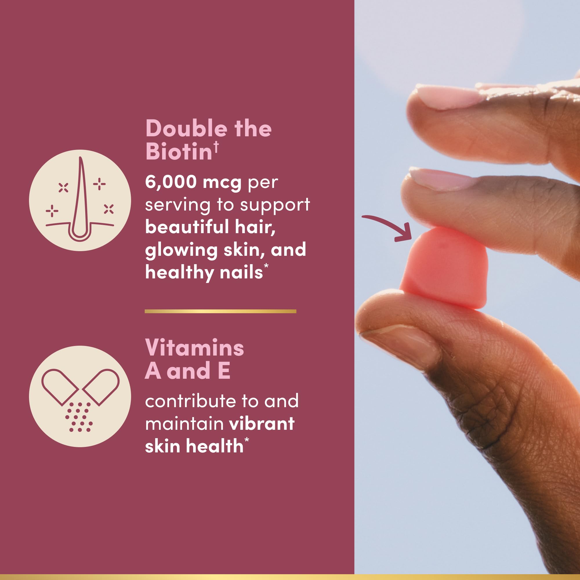 Nature's Bounty Advanced Hair Skin Nails biotin 6000 mcg label close-up