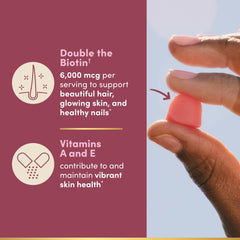 Nature's Bounty Advanced Hair Skin Nails biotin 6000 mcg label close-up