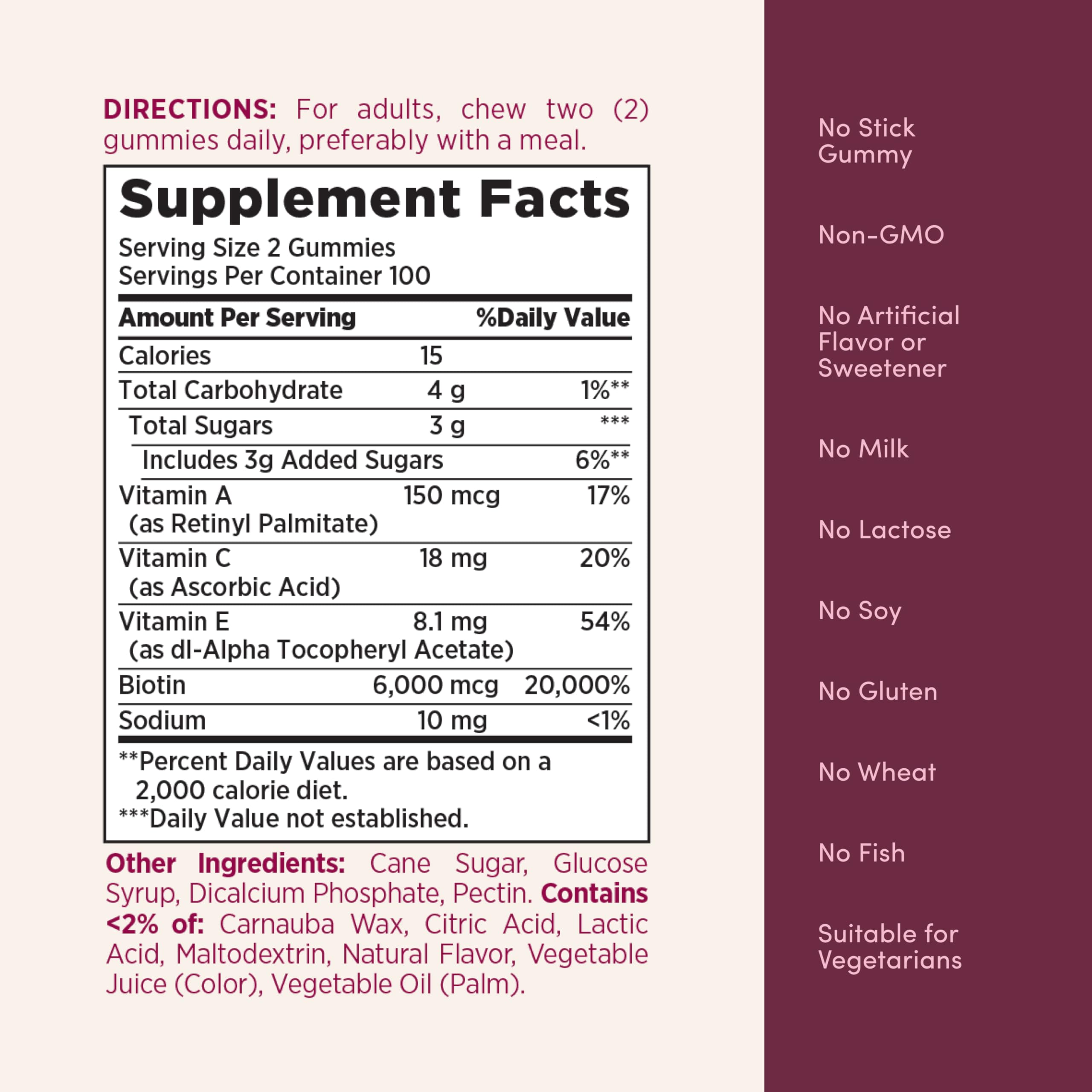Nature's Bounty Advanced Hair Skin Nails packaging label with gluten-free symbol