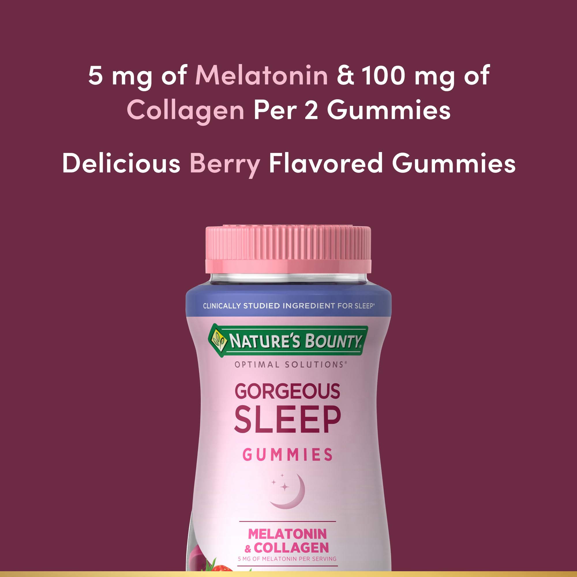 Gummy close-up showing texture and melatonin per serving