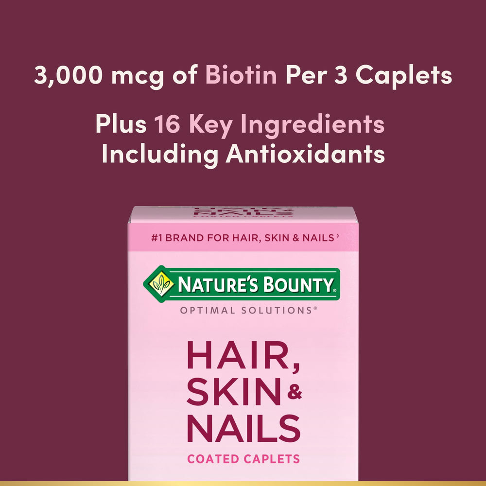 Nature's Bounty Optimal Solutions label closeup shows antioxidants and vitamins for skin health.