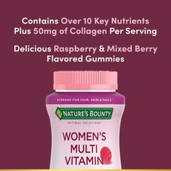 Closeup of Nature's Bounty Optimal Solutions label on the multivitamin gummies bottle