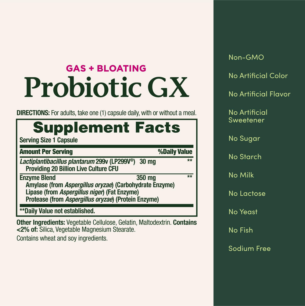 Nature's Bounty Probiotic GX digestive-health-chart highlights microbiome support.