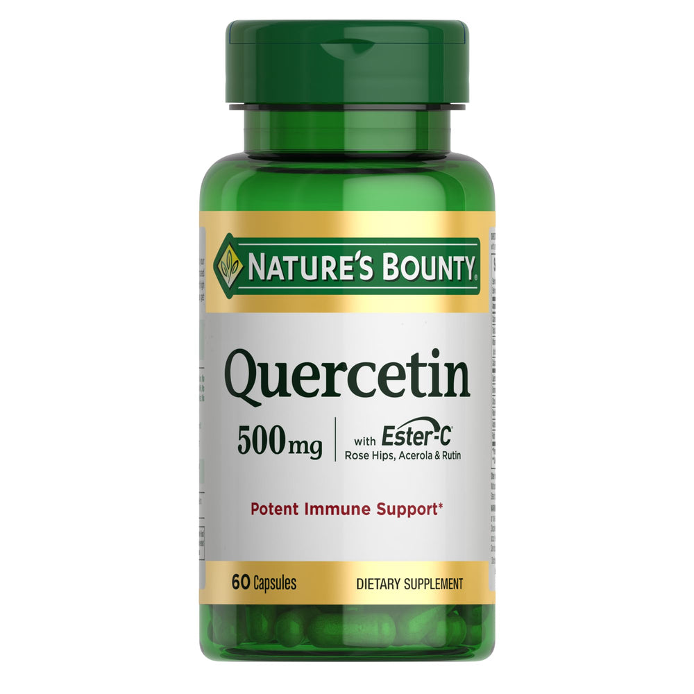 Nature’s Bounty Quercetin bottle with capsules for immune support.