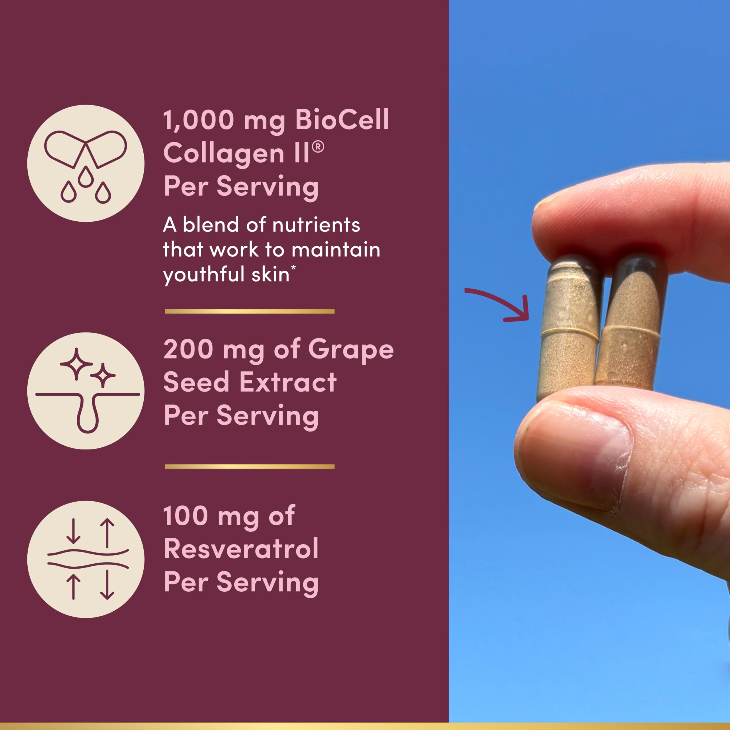 Nature’s Bounty bottle featuring resveratrol and grape seed extract for antioxidant support.