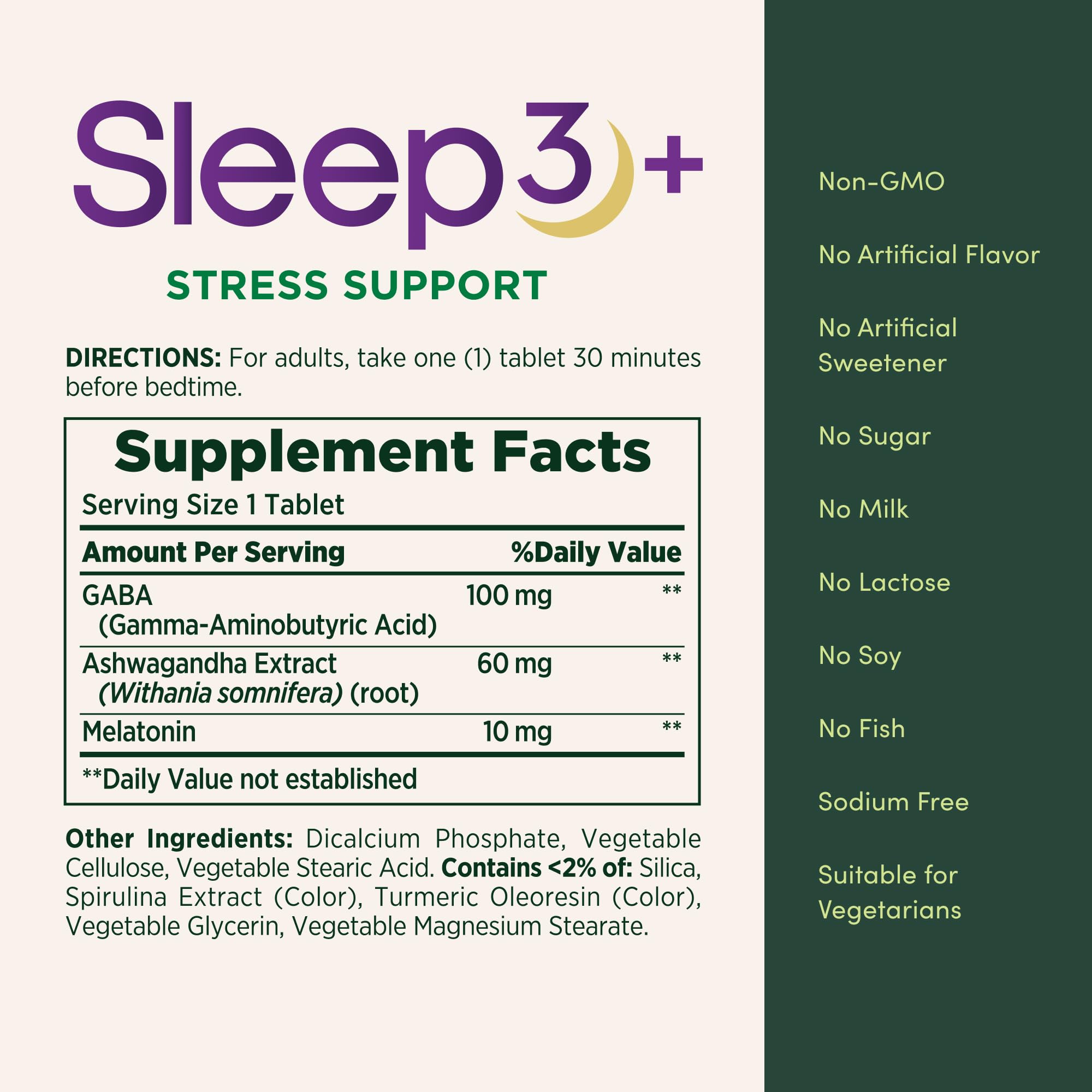 Nature's Bounty Sleep3+ Stress Support Ashwagandha note for stress support and daily balance.