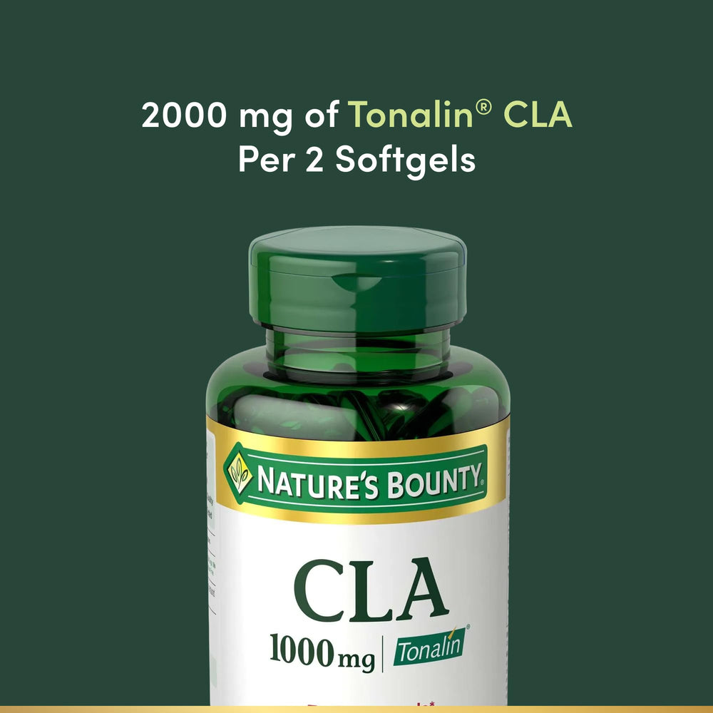 Nature's Bounty Tonalin 1000mg label view with dosage and ingredients.