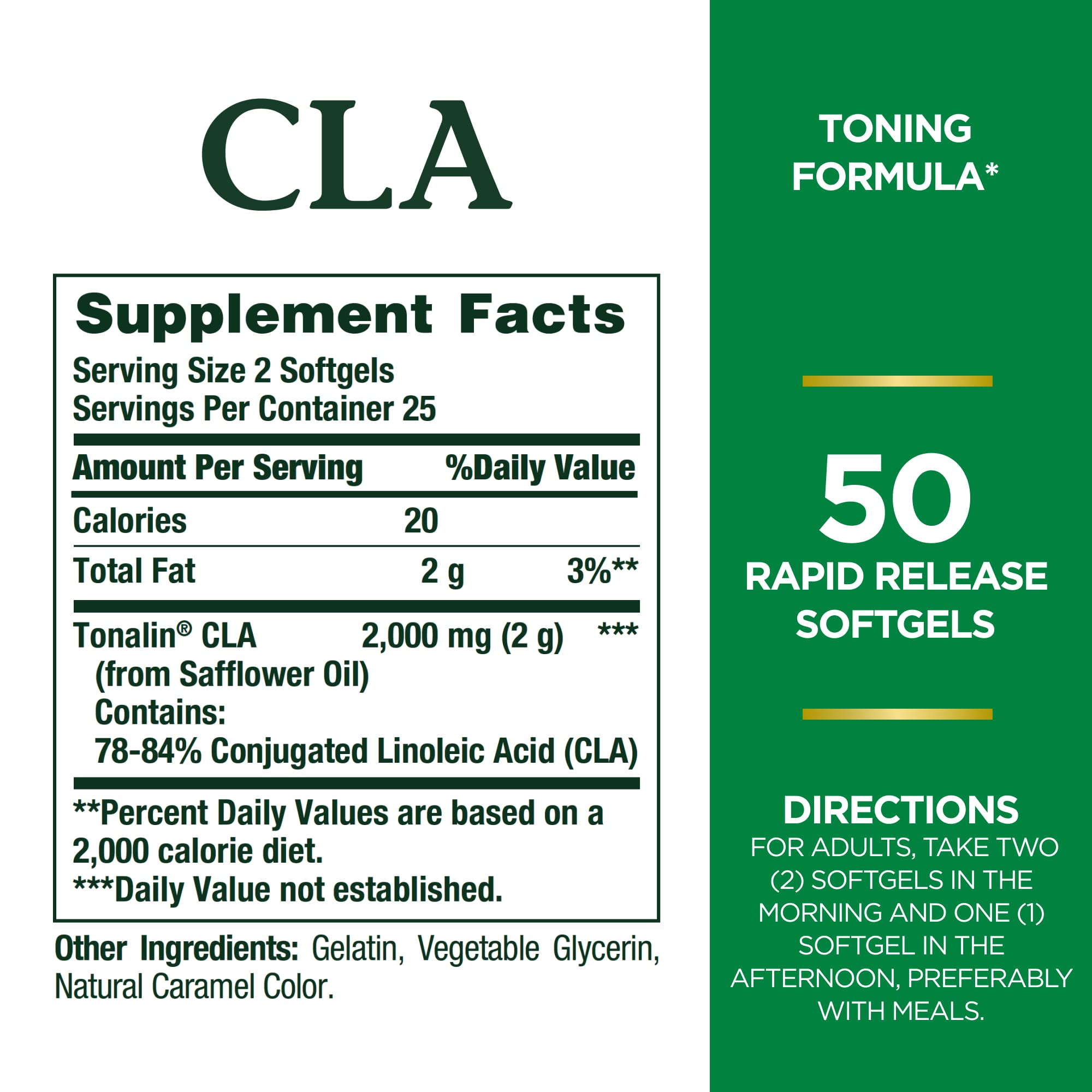 Tonalin CLA softgel pour showing rapid-release absorption for quick uptake.