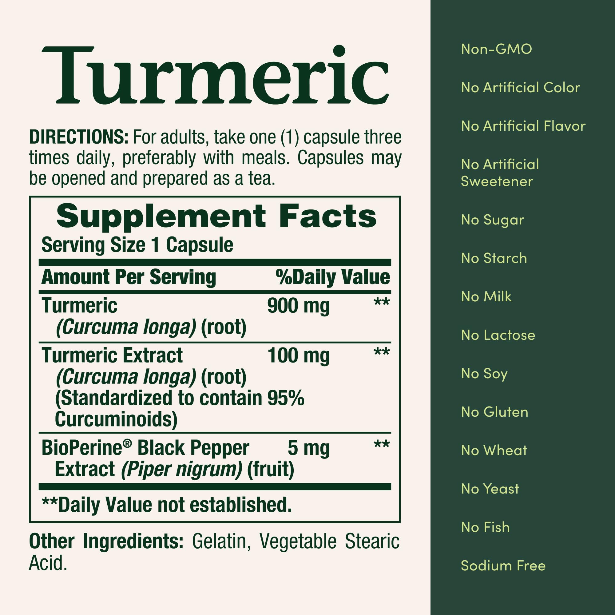 Daily dosage scene with Nature's Bounty Turmeric capsules ready to take