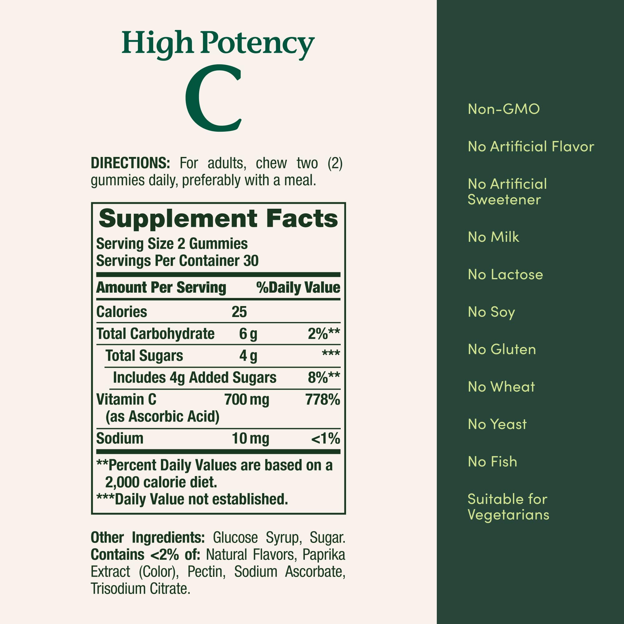 Nature's Bounty Vitamin C Gummies 60-count pack highlights gluten-free ingredients.