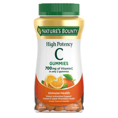 Nature's Bounty Vitamin C Gummies bottle front with orange chews for immune support.