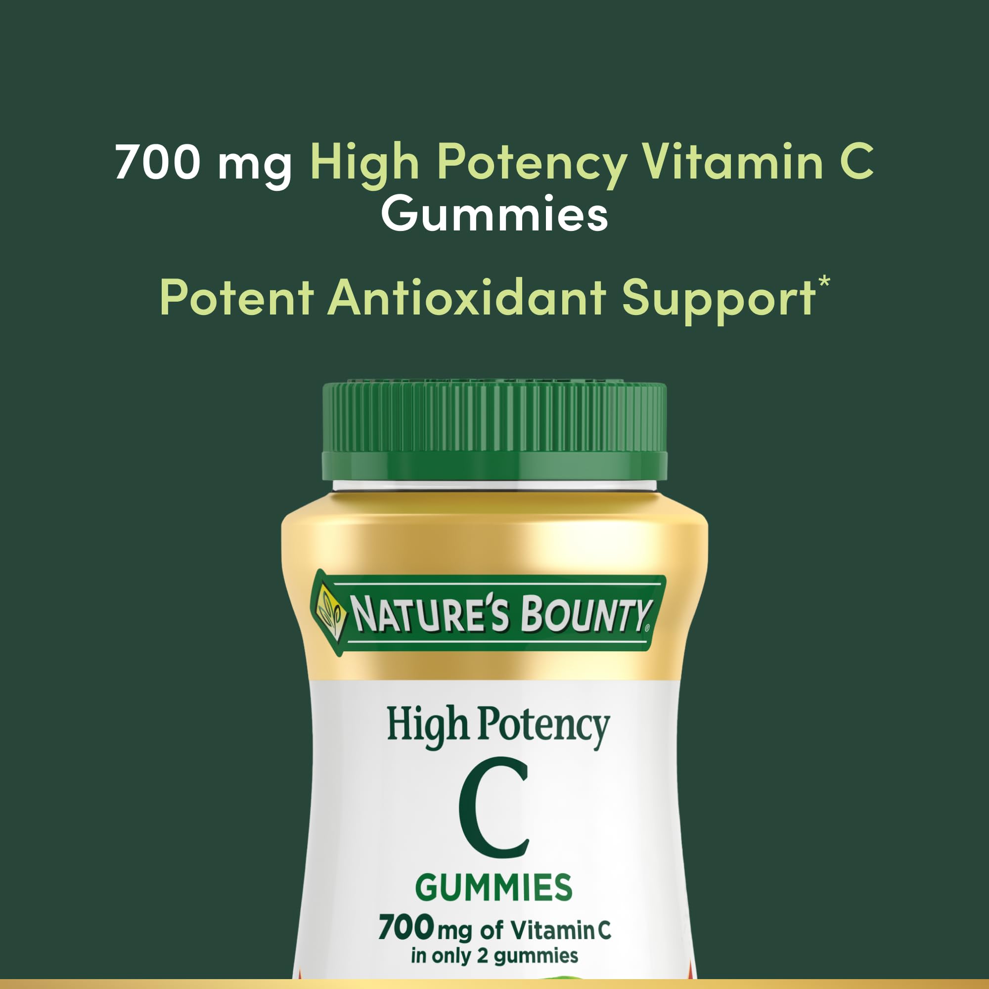Nature's Bounty Vitamin C Gummies closeup shows orange texture for tasty daily wellness.