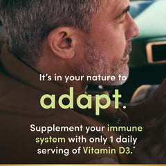 Nature's Bounty Vitamin D3 softgels with non-GMO, gluten-free notes.