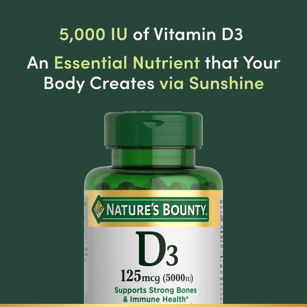 Vitamin D3 bottle on a kitchen counter suggests a simple daily routine.