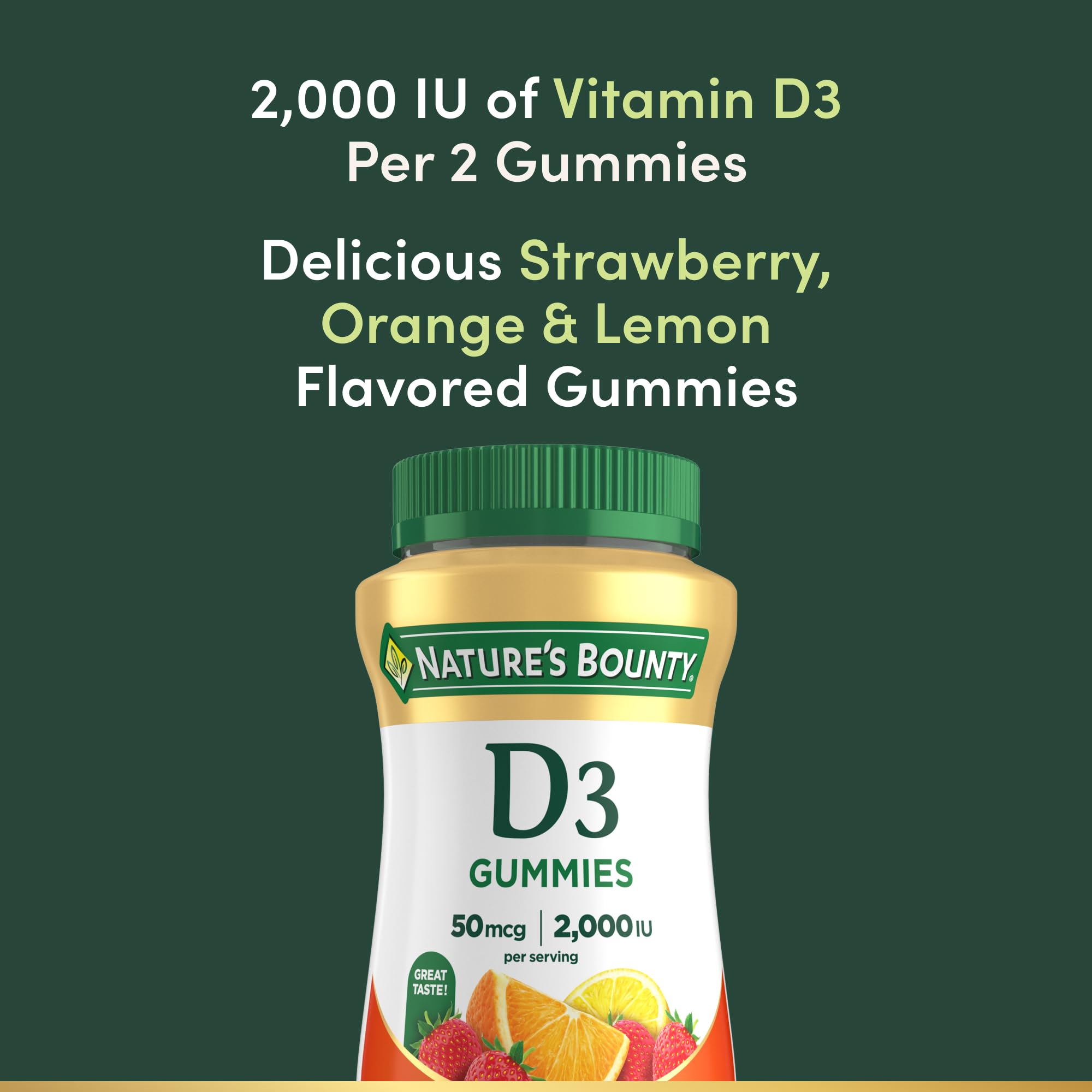Nature's Bounty Vitamin D3 Gummies mixed-fruit-flavor captures tasty, convenient daily supplement
