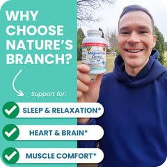 Close-up of Nature's Branch Magnesium Citrate capsules small easy-to-swallow
