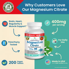 Ingredient panel of Nature's Branch Magnesium Citrate vegan formula