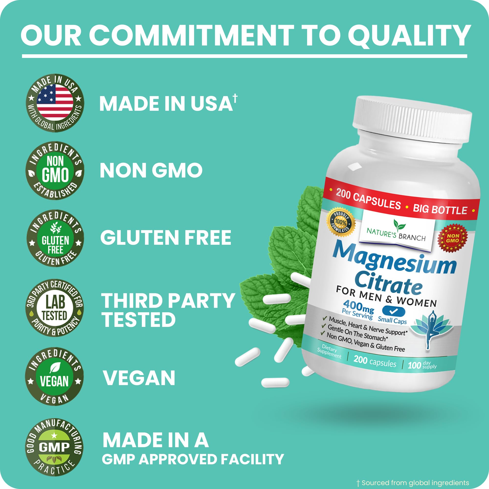 Third-party tested seal on Nature's Branch Magnesium Citrate box