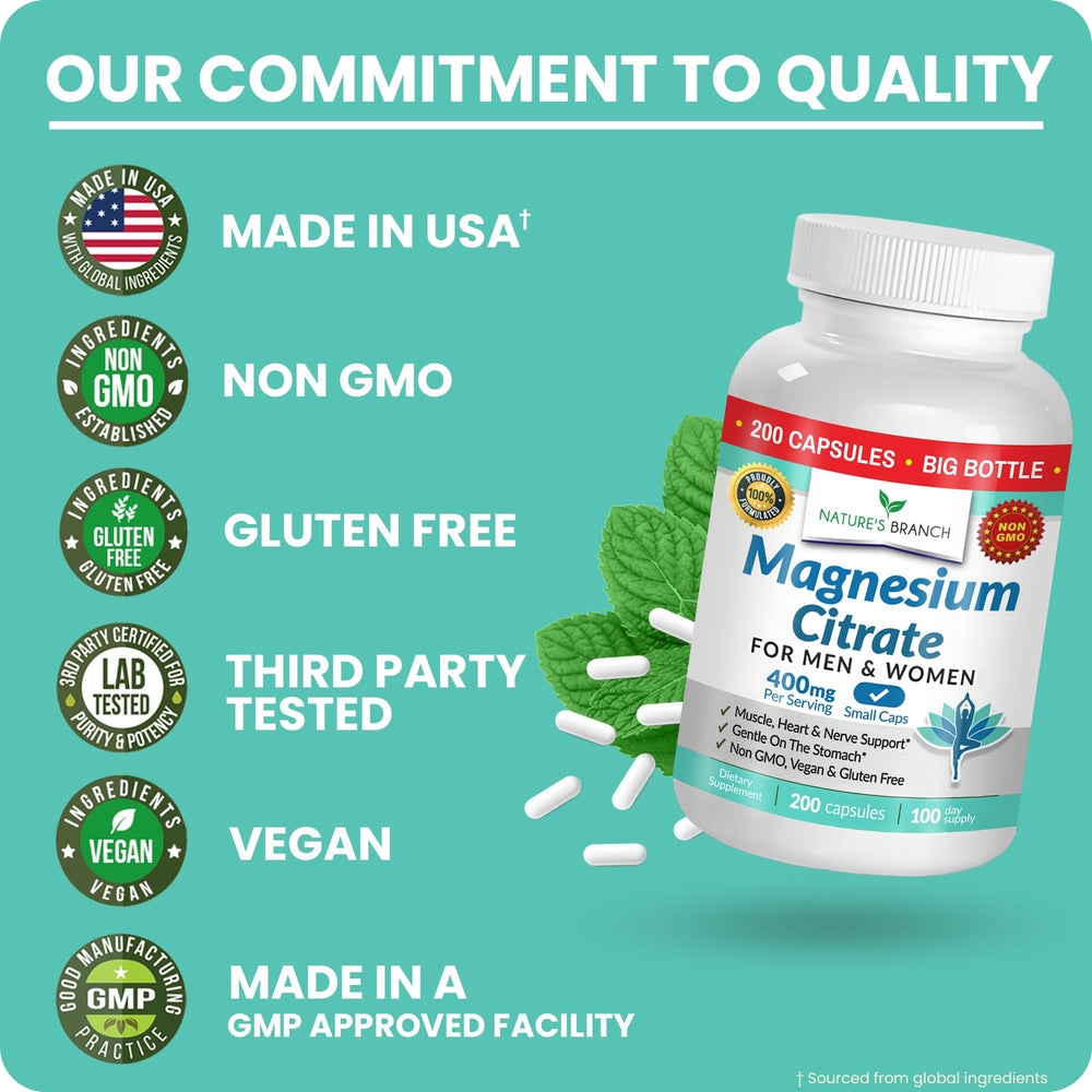 Third-party tested seal on Nature's Branch Magnesium Citrate box