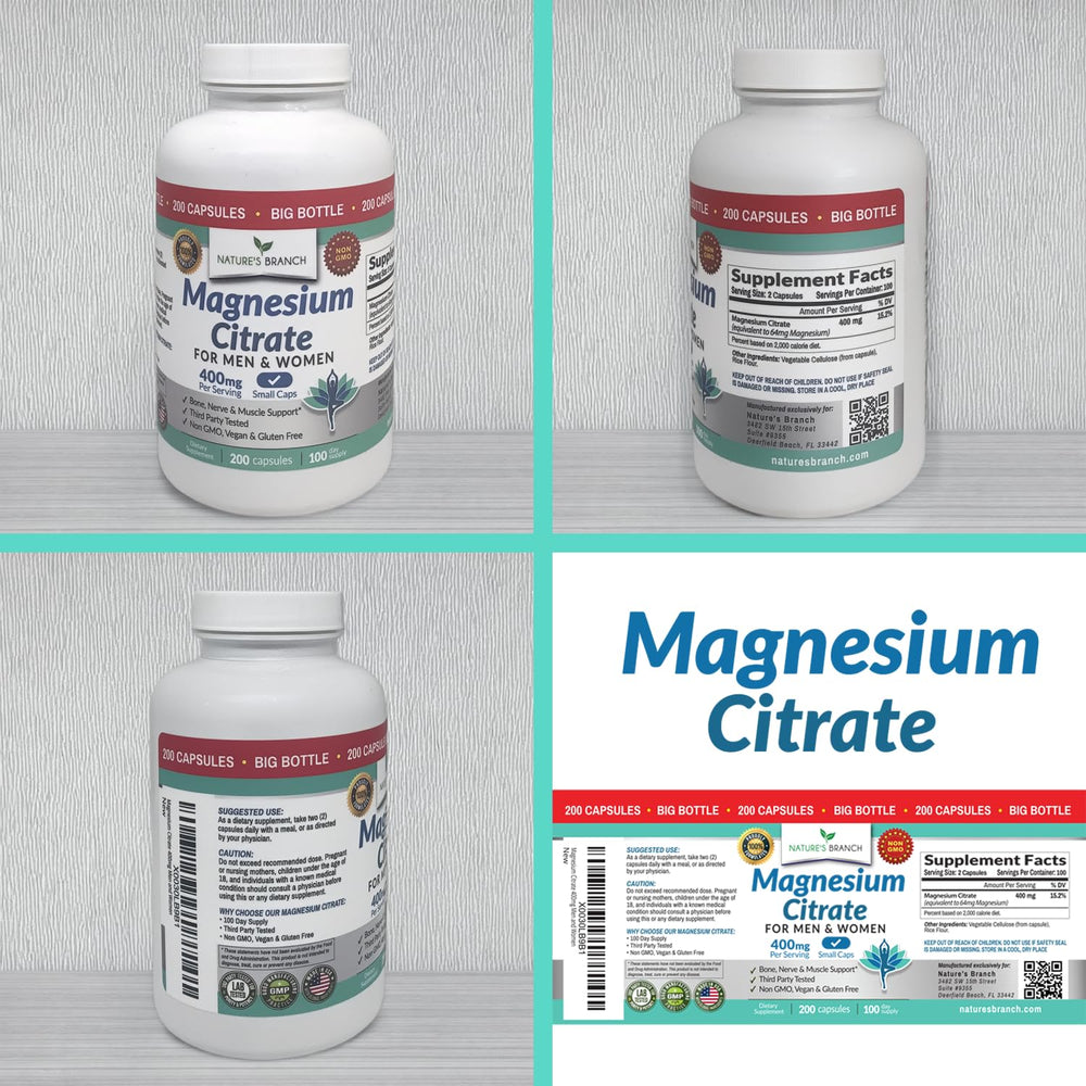 Travel-friendly Nature's Branch Magnesium Citrate bottle for on-the-go