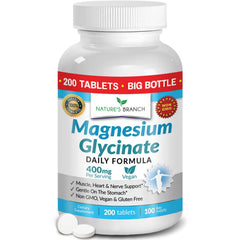 NATURE'S BRANCH Magnesium Glycinate 400mg bottle front for daily wellness