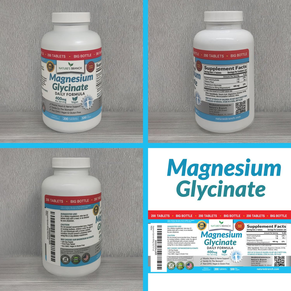 Third-party tested badge on NATURE'S BRANCH Magnesium Glycinate 400mg