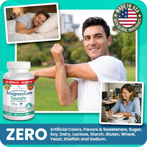 Nature's Branch Magnesium Taurate 400mg third-party tested seal for purity