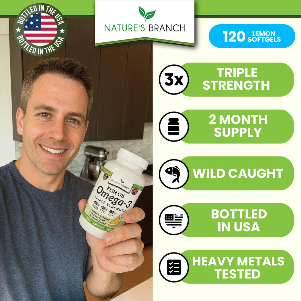Nature's Branch lemon softgels close-up highlighting burpless lemon flavor.