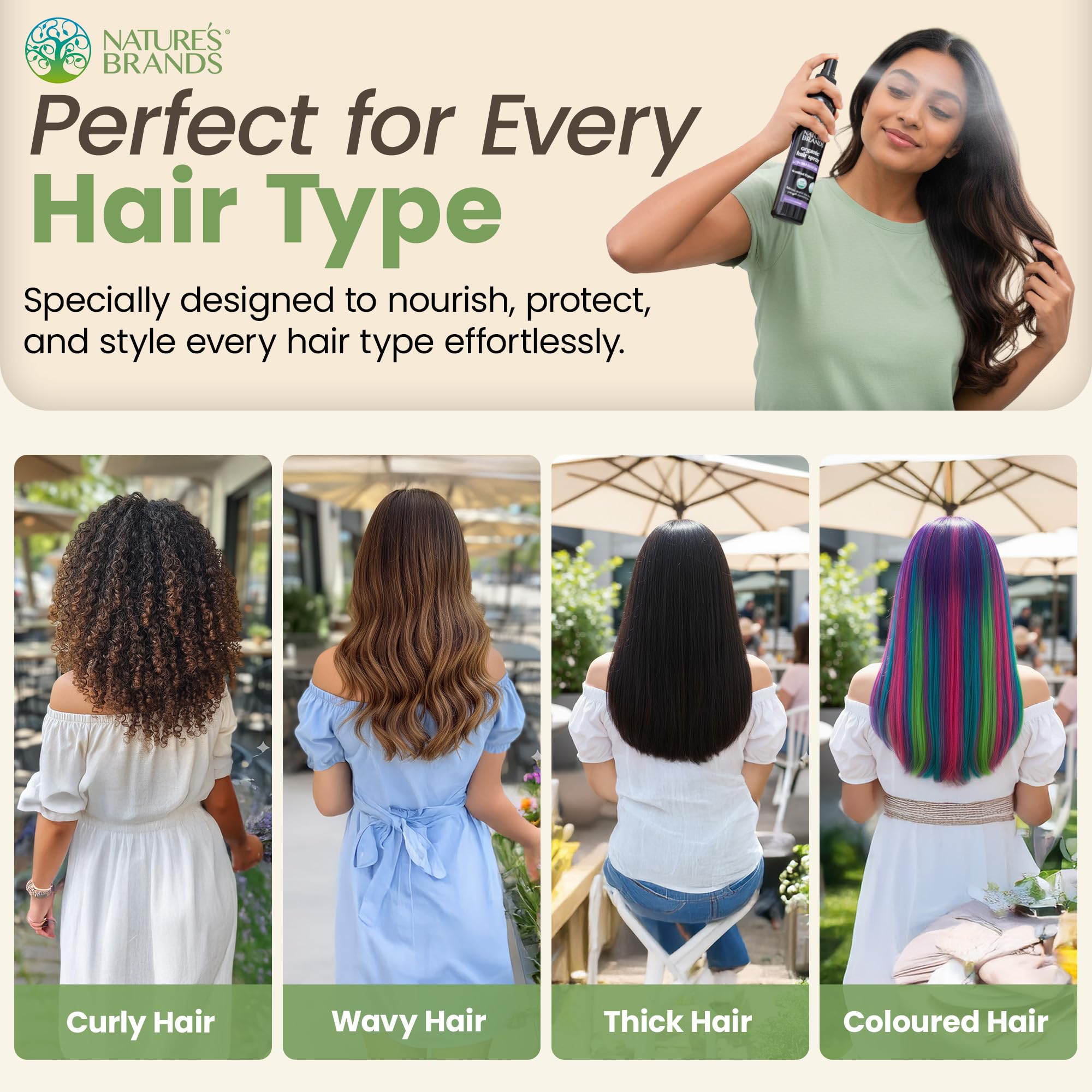 Styled hair maintained by Nature's Brands Organic Hair Spray long lasting hold