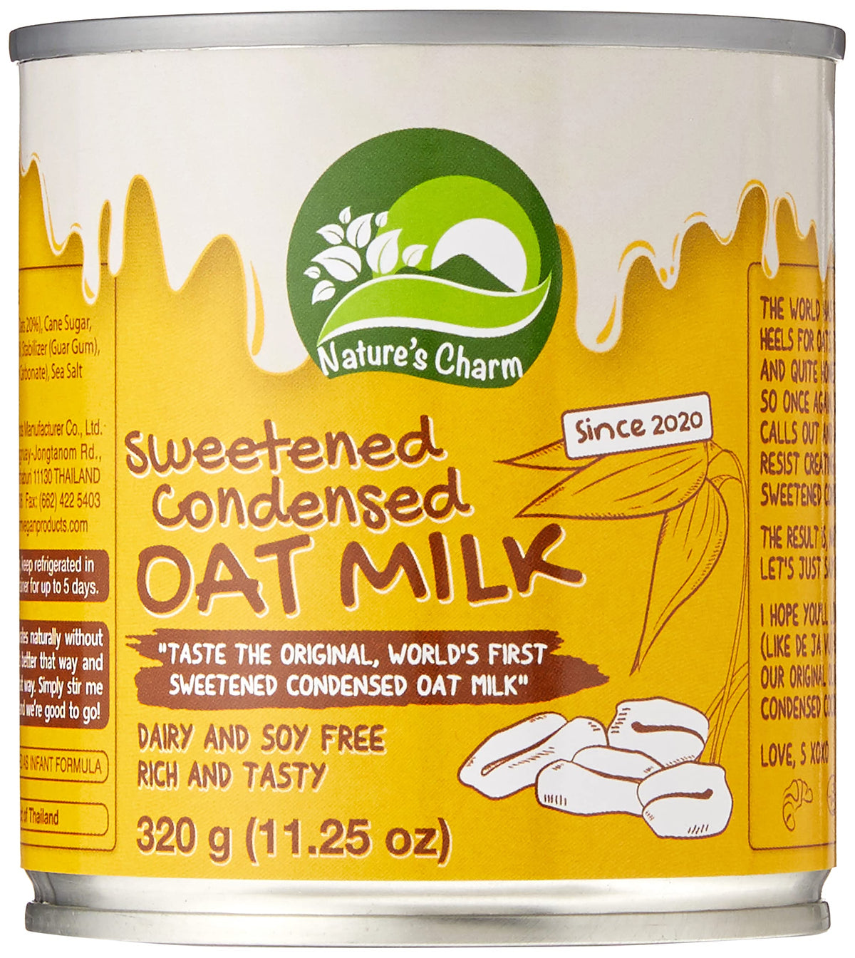 Nature's Charm Milk Oat Condensed bottle—front view, ideal for vegan baking and desserts.