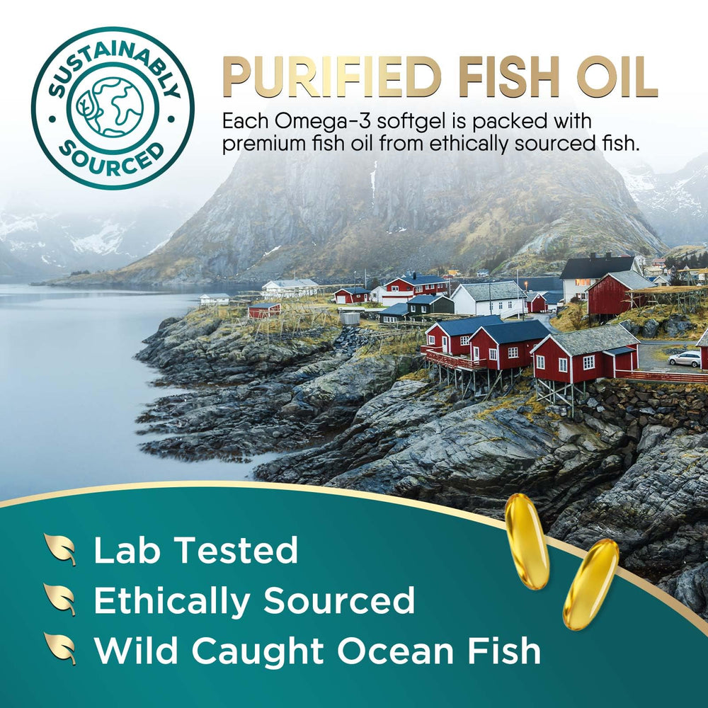 Nature's Choice Omega-3 third-party tested seal on product.