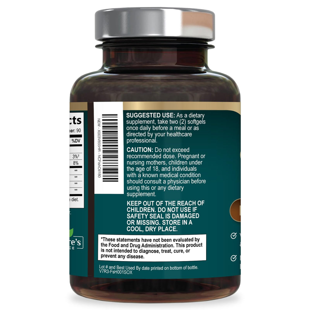 Wellness-focused visuals suggest daily omega-3 support.