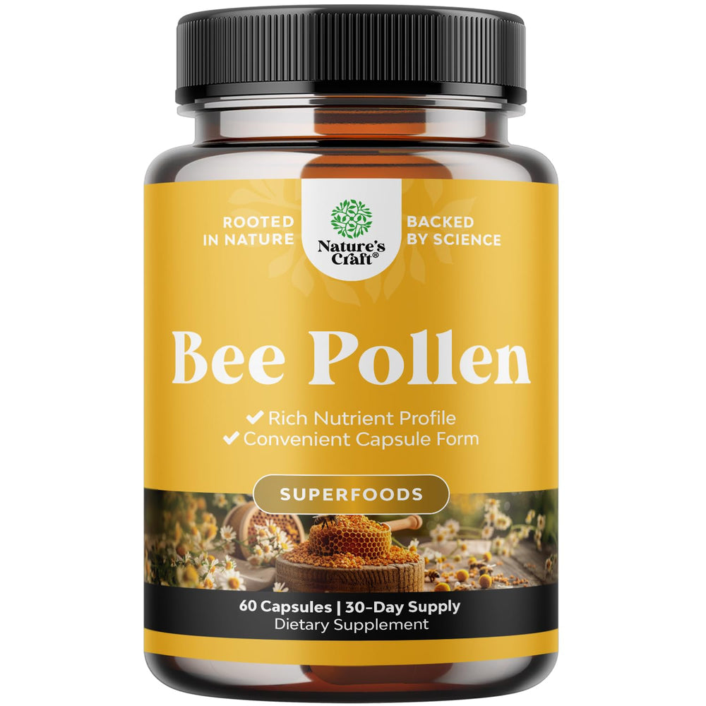 Natures Craft Bee Pollen Pills bottle for easy daily supplementation