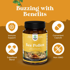 Natures Craft Bee Pollen Pills nutrition facts panel visible