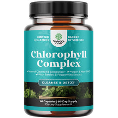 Natures Craft chlorophyll bottle pills for convenient internal deodorant support.