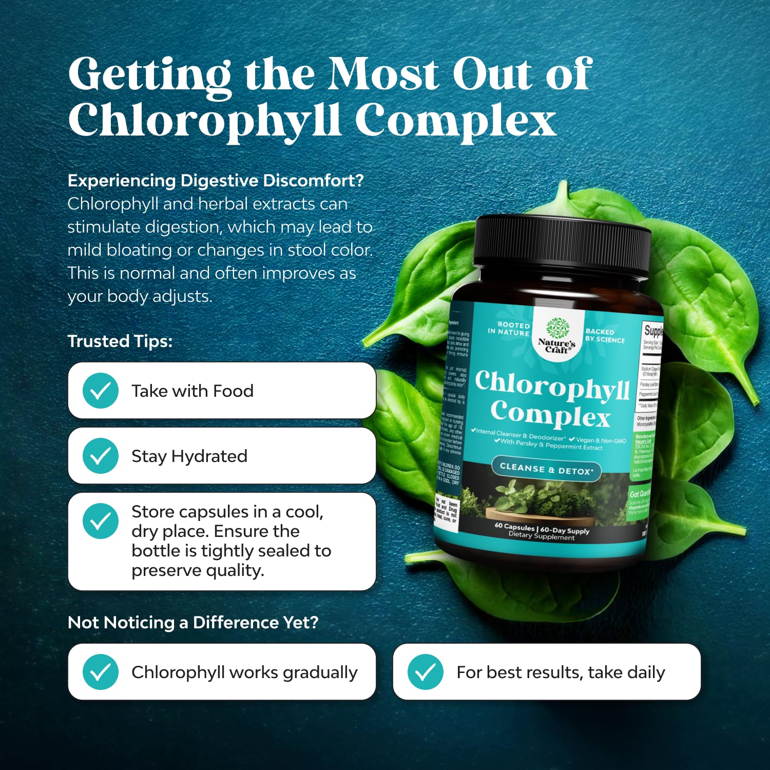 Natures Craft chlorophyll parsley extract emphasizes digestive support.