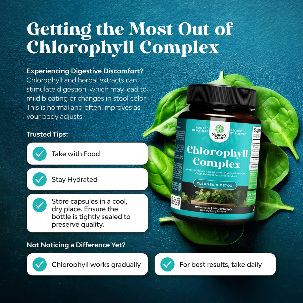 Natures Craft chlorophyll parsley extract emphasizes digestive support.