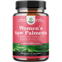 Nature's Craft extra-strength saw palmetto for women bottle pour shows easy daily use