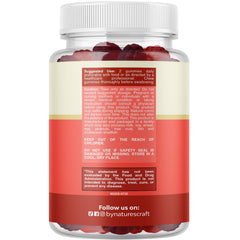 Natures Craft fiber gummies label highlighting chicory root inulin prebiotic benefits
